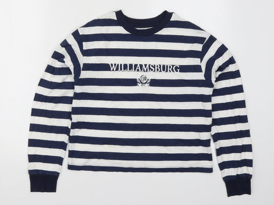 Topshop Womens Blue Striped  Pullover Sweatshirt Size 8  - Williamsburg