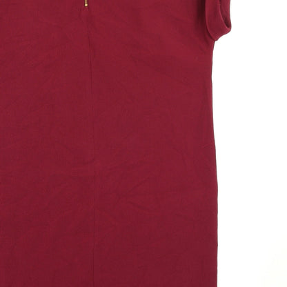 Brand and care label for Papaya women’s red a-line, size UK 14