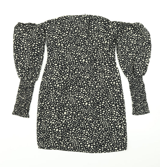 Pretty Little Thing Womens Black Animal Print  Bodycon  Size 4
