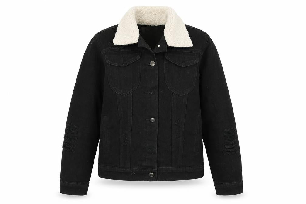 Boohoo Womens Black  Denim Jacket  Size 8