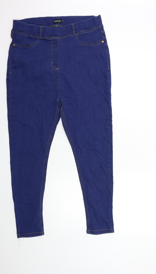 Preloved Boohoo Womens Blue  Denim Jegging Jeans Size 34 in L26 in - Front