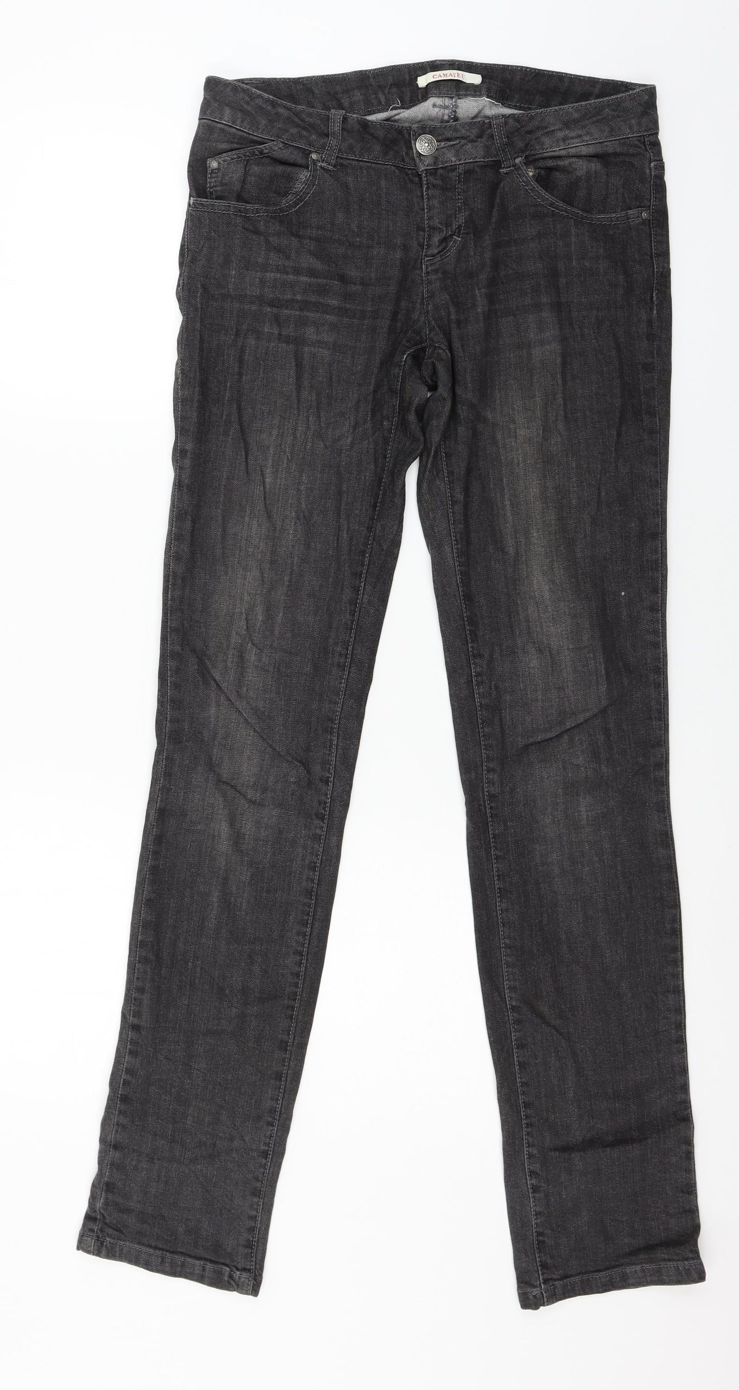 Camaieu Womens Grey  Denim Straight Jeans Size 32 in L32 in