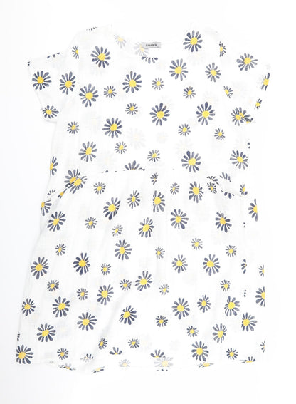 Additional front view of alexara women’s white floral a-line, size M