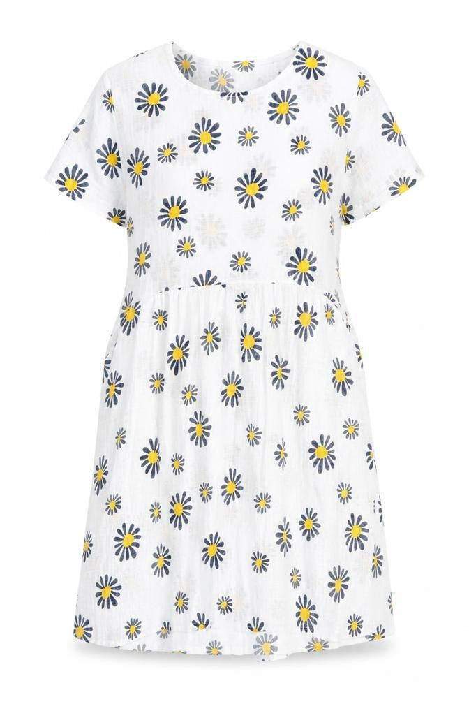 alexara Womens White Floral  A-Line  Size M