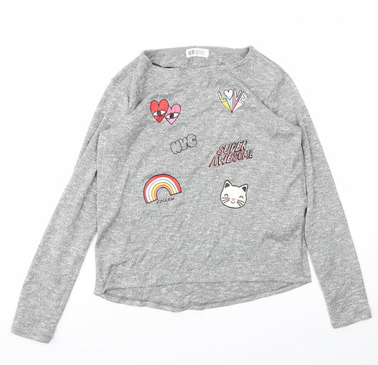 H&M Girls Grey   Pullover Jumper Size 11-12 Years