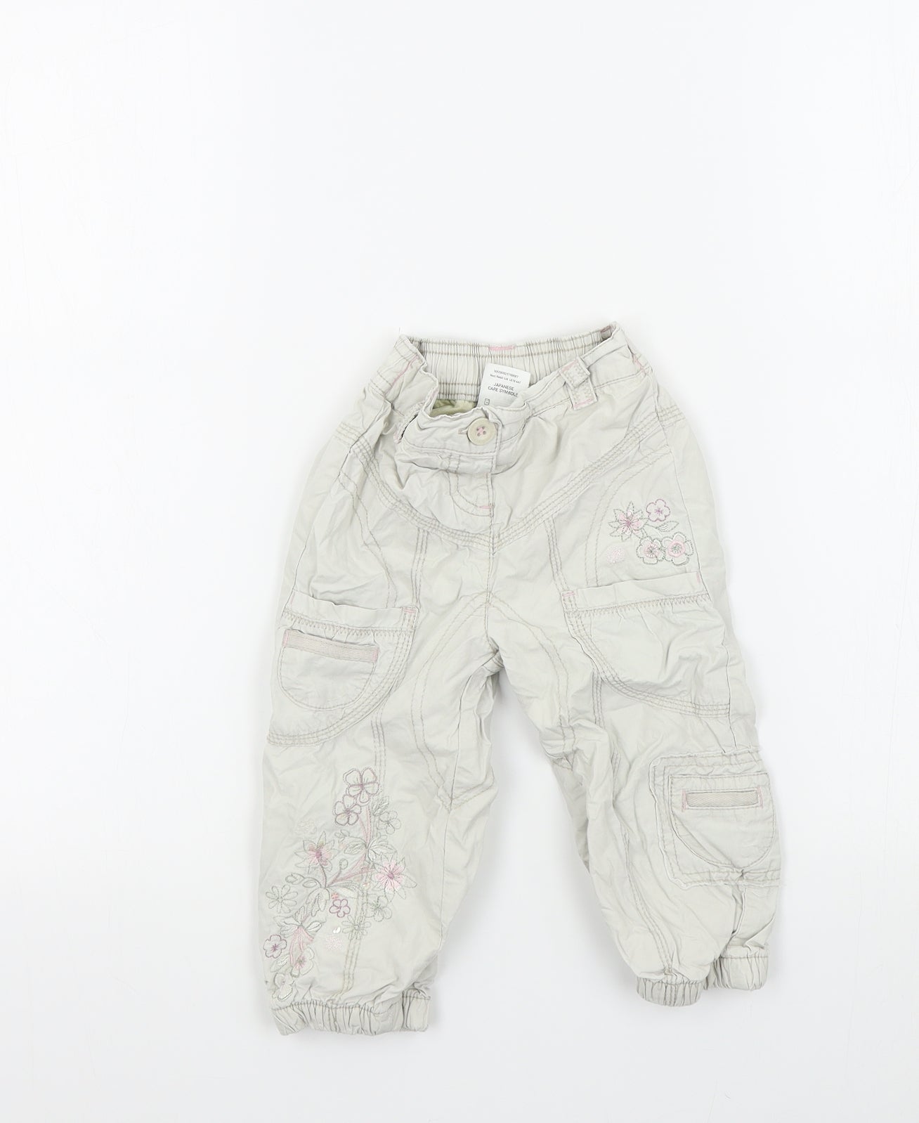 NEXT Girls Beige Colourblock  Cargo Trousers Size 12-18 Months