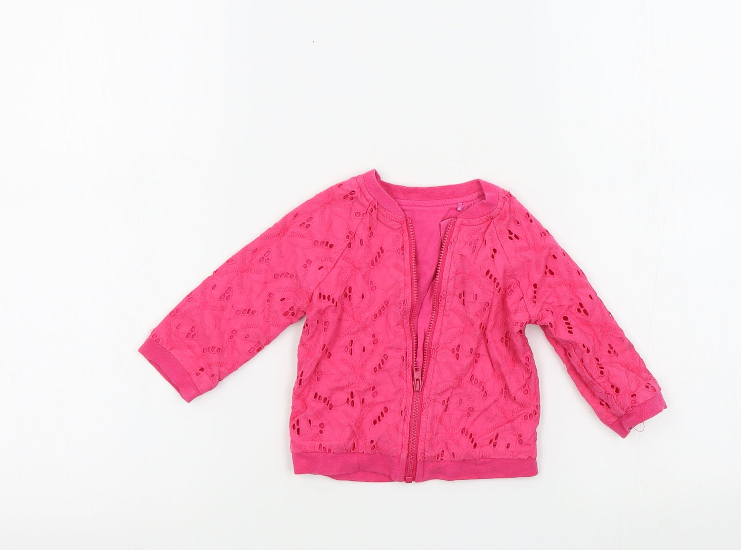 TU Girls Pink Colourblock  Full Zip Jumper Size 3-6 Months