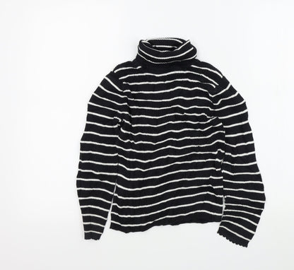 Preloved George Girls Black Striped  Pullover Jumper Size 7-8 Years - Back