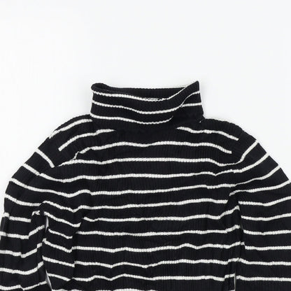 Preloved George Girls Black Striped  Pullover Jumper Size 7-8 Years - Detail