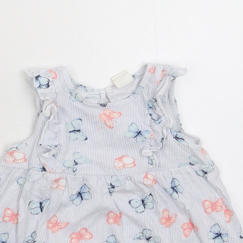 H&M Girls Multicoloured Striped  Fit & Flare  Size 9-12 Months