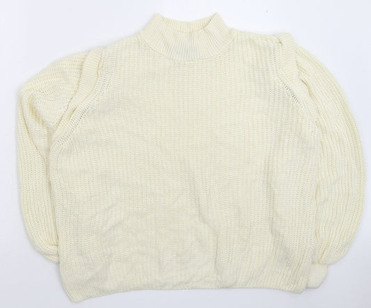 Primark Womens White  Knit Pullover Jumper Size 14  - Oversized