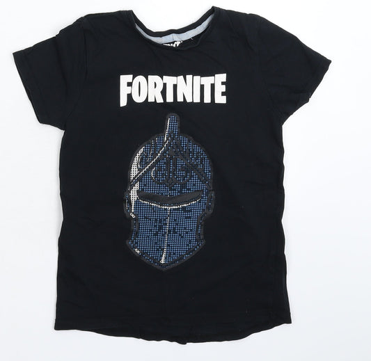 Primark Boys Black   Basic T-Shirt Size S  - Fortnite
