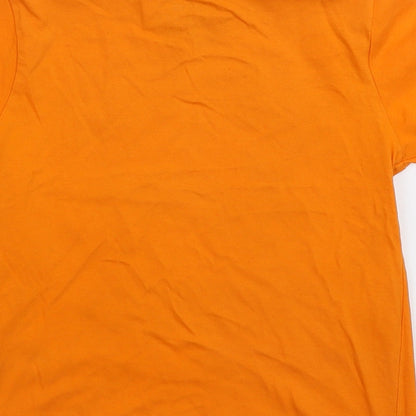 Brand and care label for Rebel boys’ orange basic t-shirt, size 4-5, years