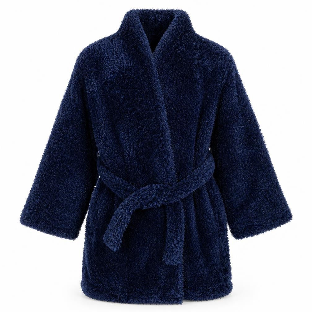 Peacocks Boys Blue Solid Fleece  Robe Size 3-4 Years