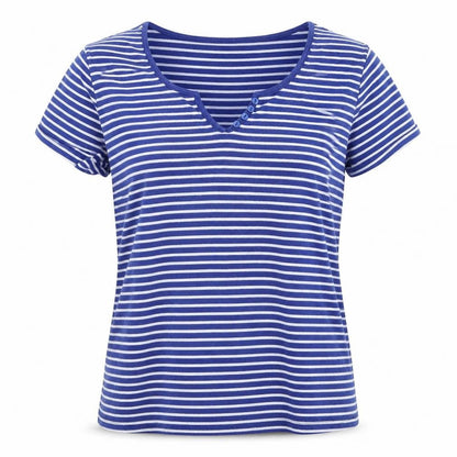 Iwie Womens Blue Striped  Basic T-Shirt Size L