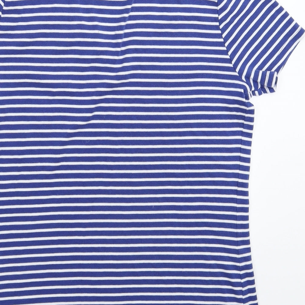 Iwie Womens Blue Striped  Basic T-Shirt Size L