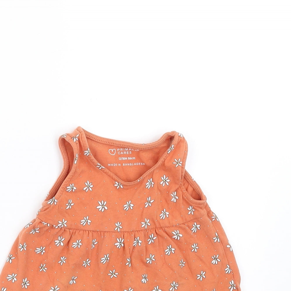 Primark Girls Beige Floral  Trapeze & Swing  Size 12-18 Months