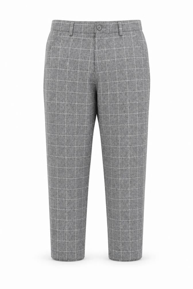 boohooMAN Mens Grey Check Trousers Size 28 in L26 in