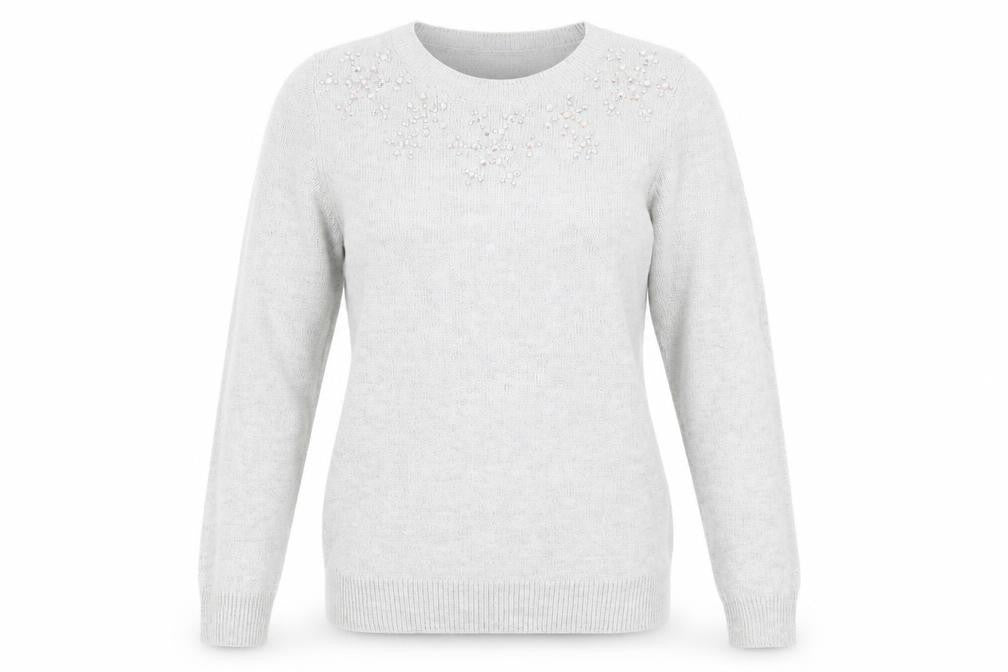Dorothy Perkins Womens Grey  Knit Pullover Jumper Size 10  - beaded neck line