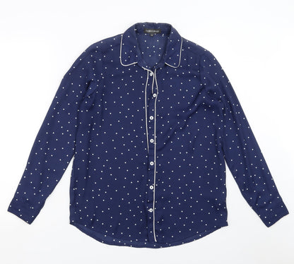 Cameo Rose Womens Blue Polka Dot Basic Blouse Size 12