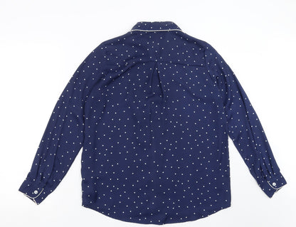 Cameo Rose Womens Blue Polka Dot Basic Blouse Size 12