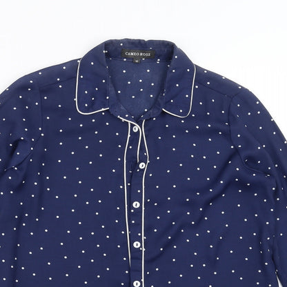 Cameo Rose Womens Blue Polka Dot Basic Blouse Size 12