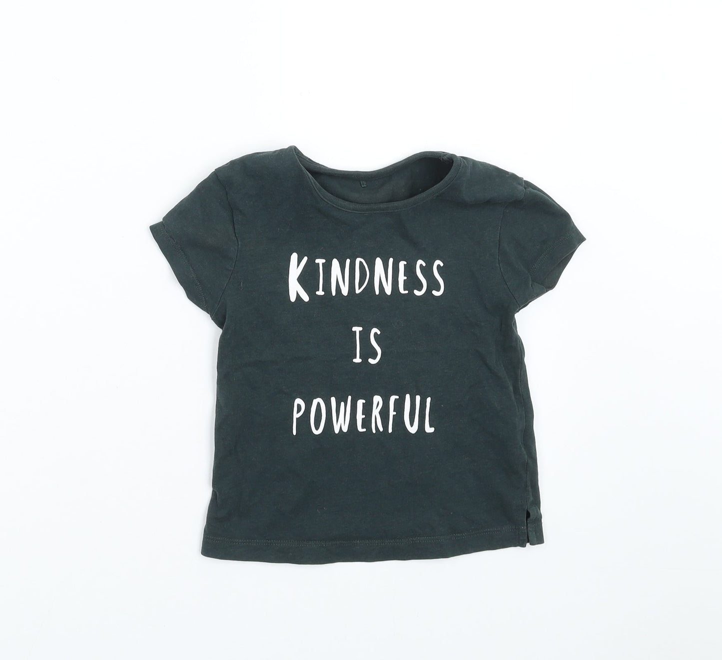 George Girls Black   Basic T-Shirt Size 2-3 Years  - kindness is powerful