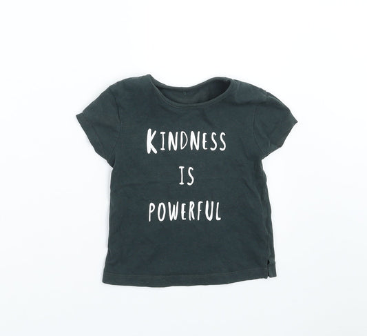 George Girls Black   Basic T-Shirt Size 2-3 Years  - kindness is powerful