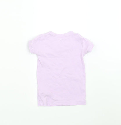 Back view of Gap girls’ purple basic t-shirt, size 2, years - butterflies