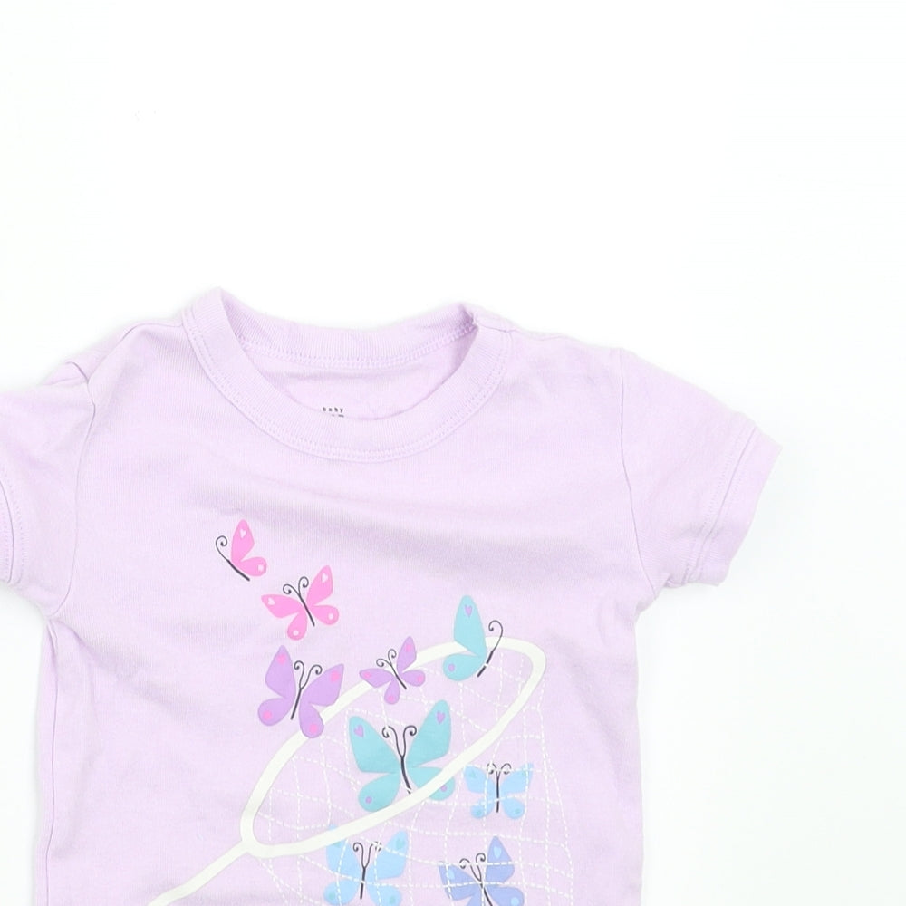 Gap Girls Purple   Basic T-Shirt Size 2 Years  - butterflies