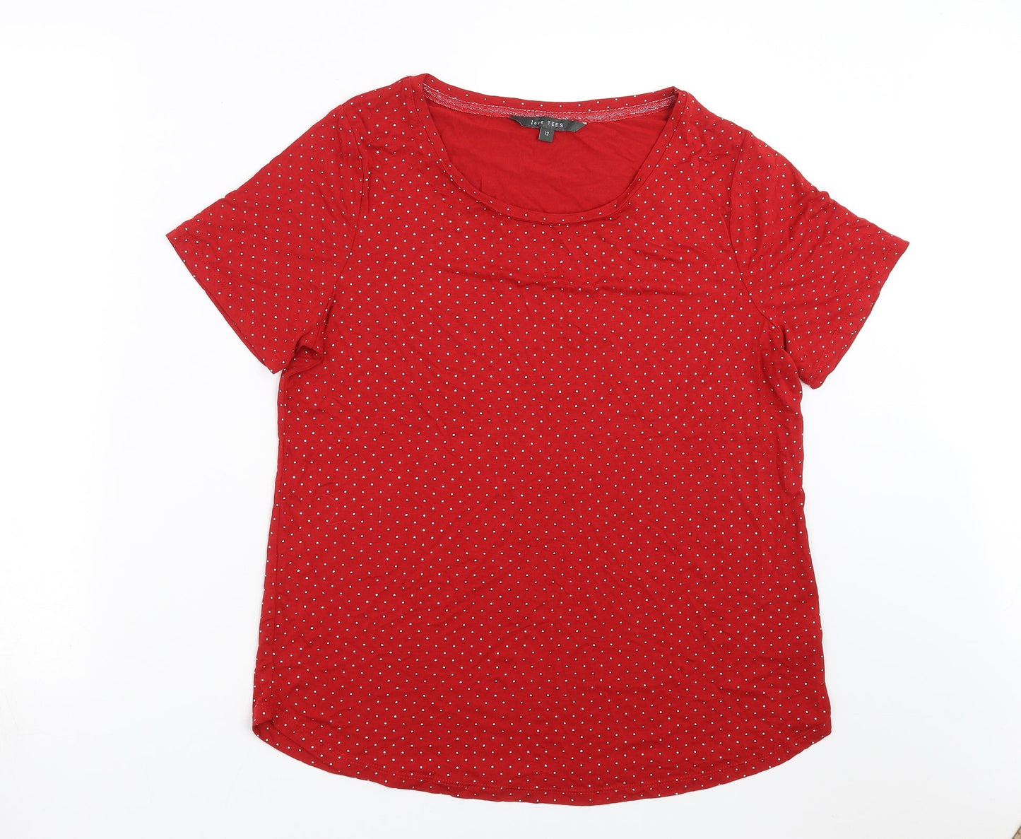 Love tees Womens Red   Basic T-Shirt Size 12  - dotted pattern