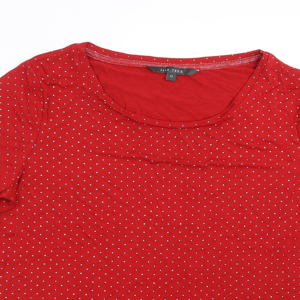Love tees Womens Red   Basic T-Shirt Size 12  - dotted pattern