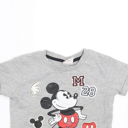 Close-up detail of Disney Baby Grey Basic T-Shirt, size 12-18, Months - mickey mouse