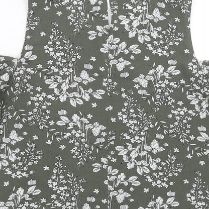 Brand and care label for Papaya women’s green floral basic blouse, size UK 12, - cold shoulder