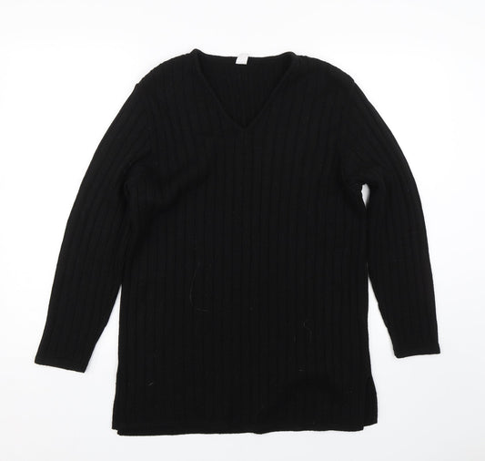Preworn Womens Black Striped  Pullover Jumper Size 10