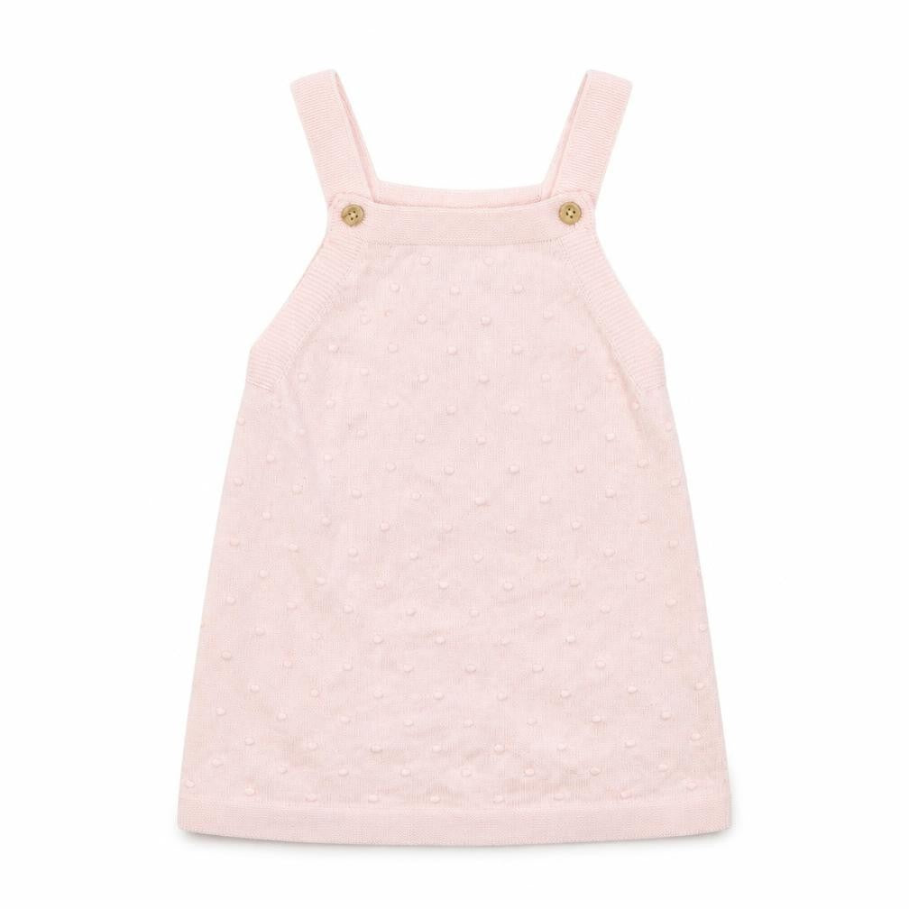 Front view of F&F girls’ pink polka dot tank dress, size 9-12, months