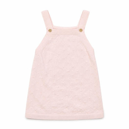 Front view of F&F girls’ pink polka dot tank dress, size 9-12, months