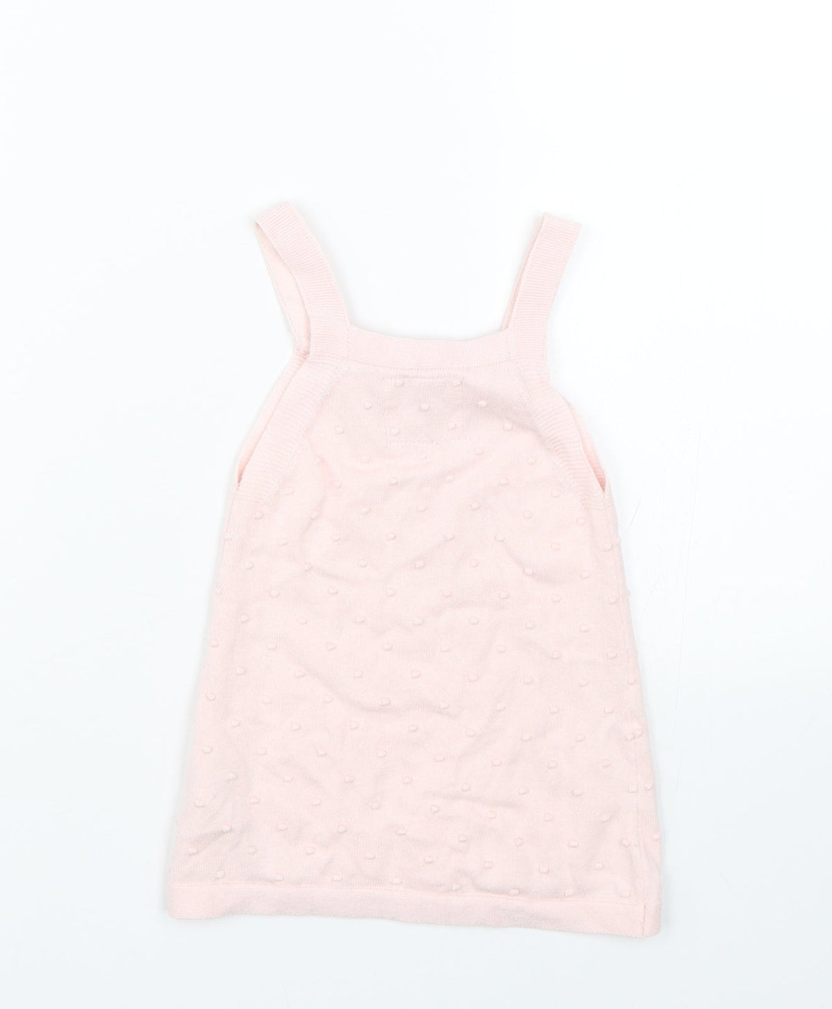 Back view of F&F girls’ pink polka dot tank dress, size 9-12, months