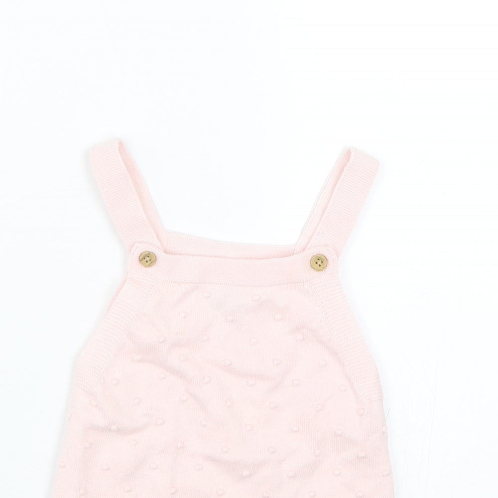 Close-up detail of F&F girls’ pink polka dot tank dress, size 9-12, months