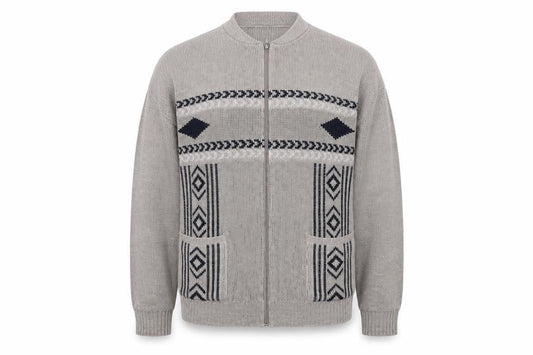 Premier man Mens Brown Argyle/Diamond  Full Zip Jumper Size XL