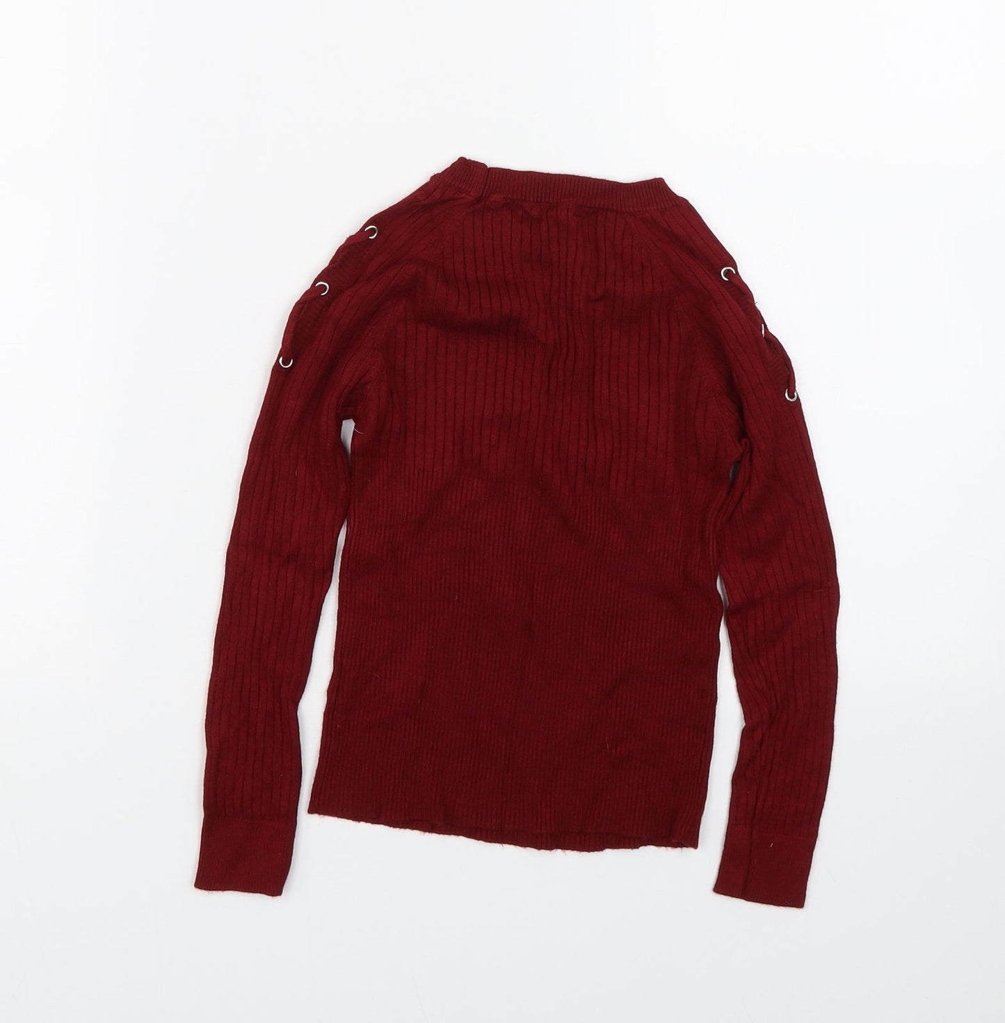 Matalan Girls Red Striped  Pullover Jumper Size 10 Years