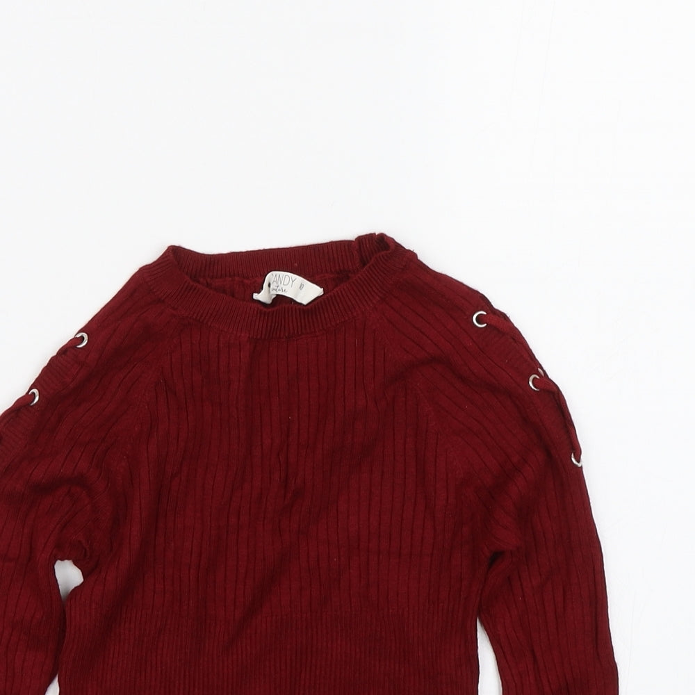 Matalan Girls Red Striped  Pullover Jumper Size 10 Years