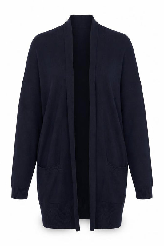 Front view of Atmosphere women’s blue cardigan jumper, size UK 10