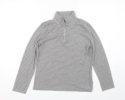 freude Womens Grey Striped  Pullover Sweatshirt Size S