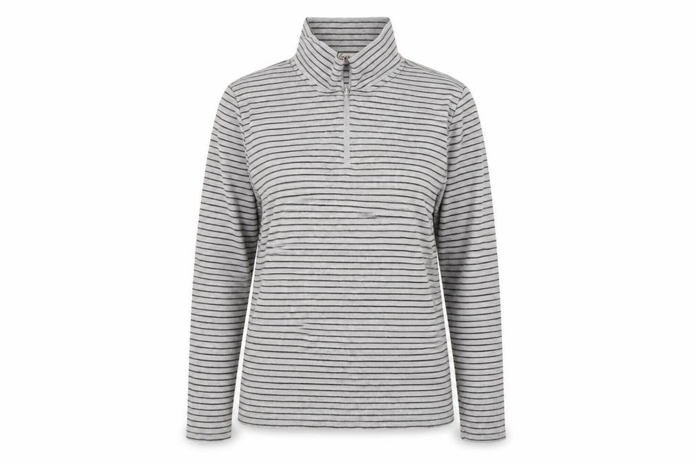 freude Womens Grey Striped  Pullover Sweatshirt Size S