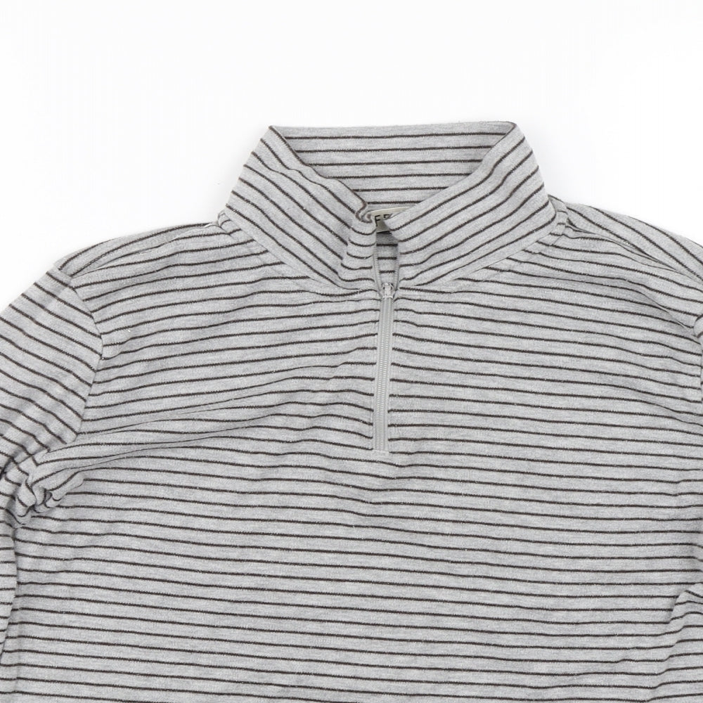 freude Womens Grey Striped  Pullover Sweatshirt Size S