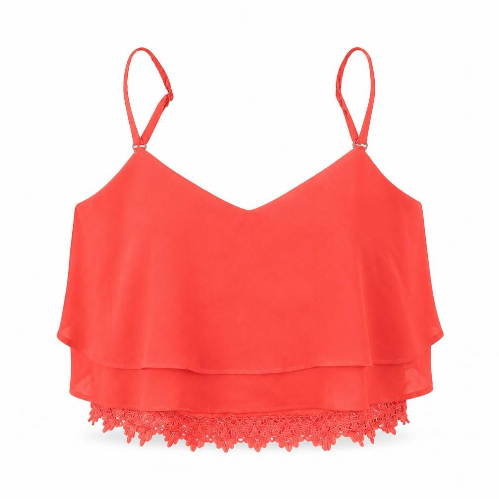 Glamourous Womens Red   Cropped T-Shirt Size S