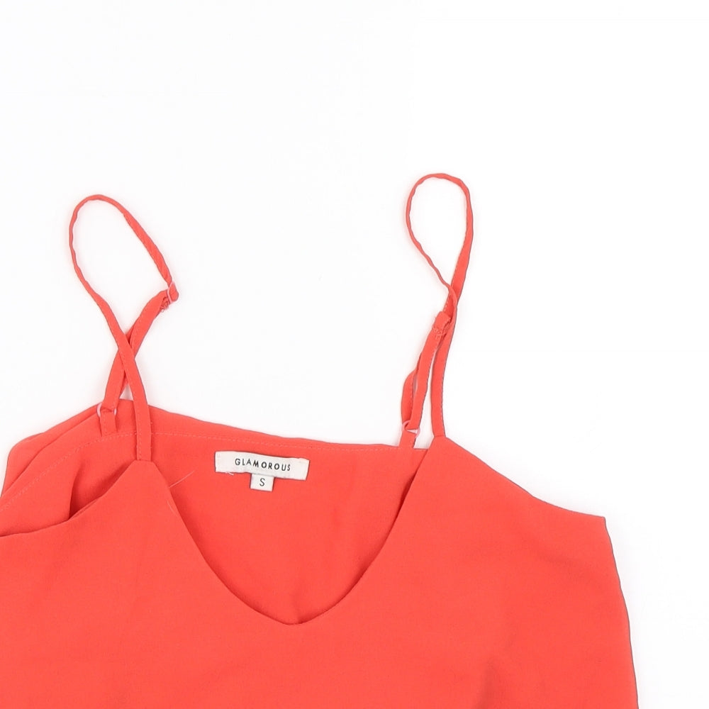 Glamourous Womens Red   Cropped T-Shirt Size S