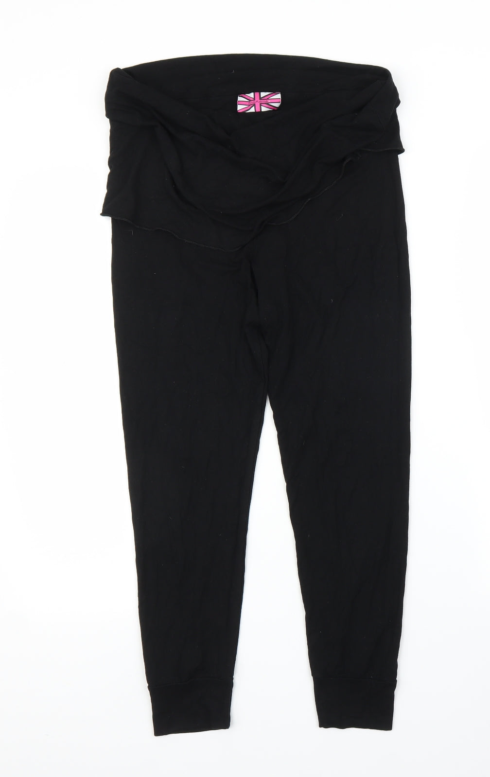 Pink Flame Womens Black   Carrot Leggings Size L L23 in