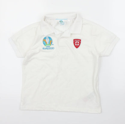 Additional front view of UEFA Euro 2020 boys’ white basic polo, size 9-10, years - football